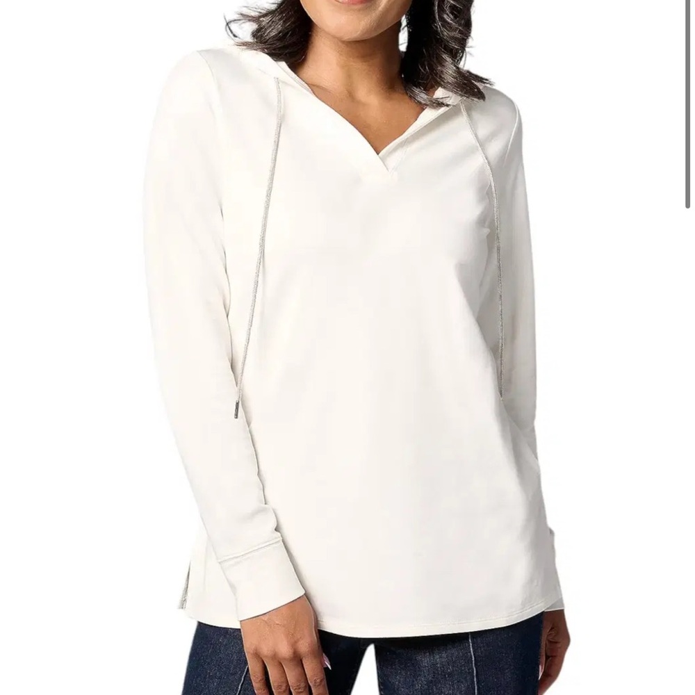 Small Belle by Kim GravelWomen's White Hoodie Top NEW NO TAGS